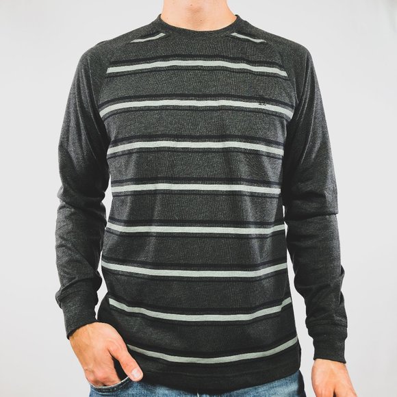 Original Penguin Grey Black Stripe Raglan Shirt S - Picture 2 of 8